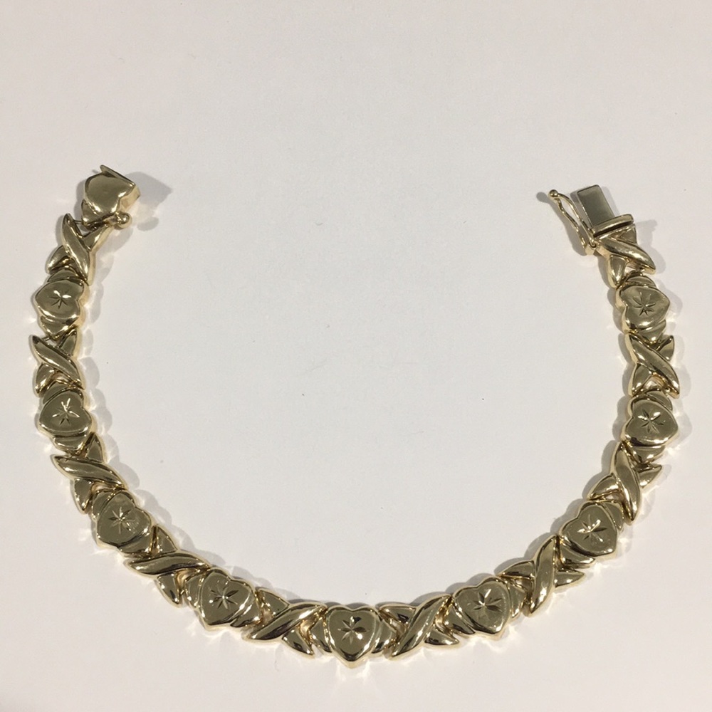 14k Yellow Gold XO Heart ❤️ Bracelet